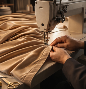 Curtain tailoring service with precision stitching for custom curtains